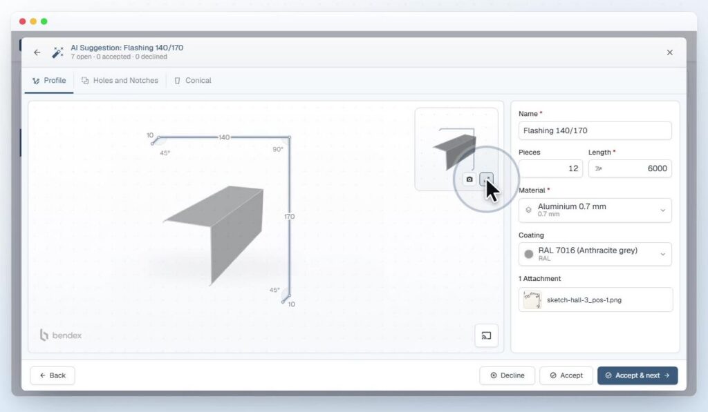 2D and 3D profile view